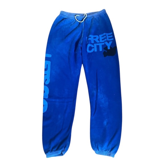 freecity Pants - FreeCity Electric Blue & Black OG Super Vintage Sweatpants Joggers Lets Go Small